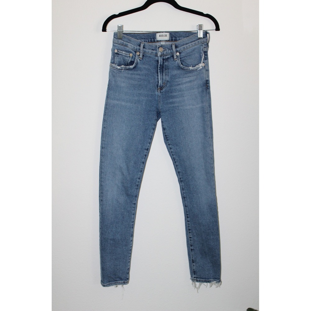 AGOLDE Toni Mid Rise Skinny Jeans Medium Wash Raw Hem A133B-1256 Women's 24